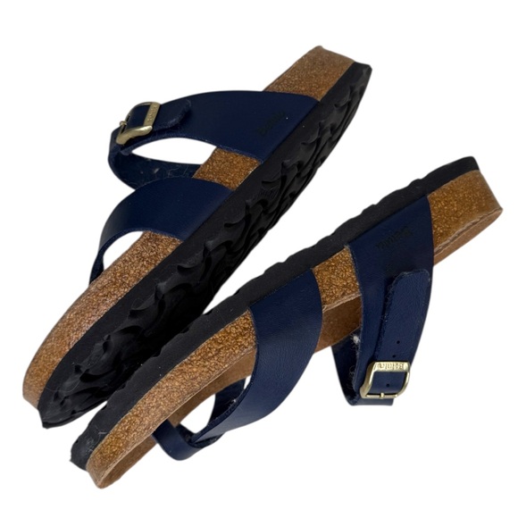 Betula by Birkenstock navy blue gold Mia softbed Sandals size 39 - Picture 4 of 16